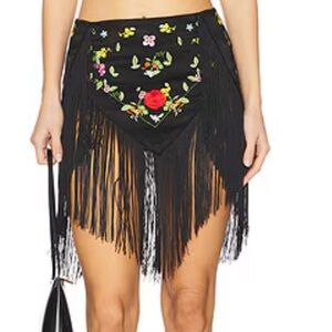 REVOLVE Black Floral Embroidered Mini Skirt